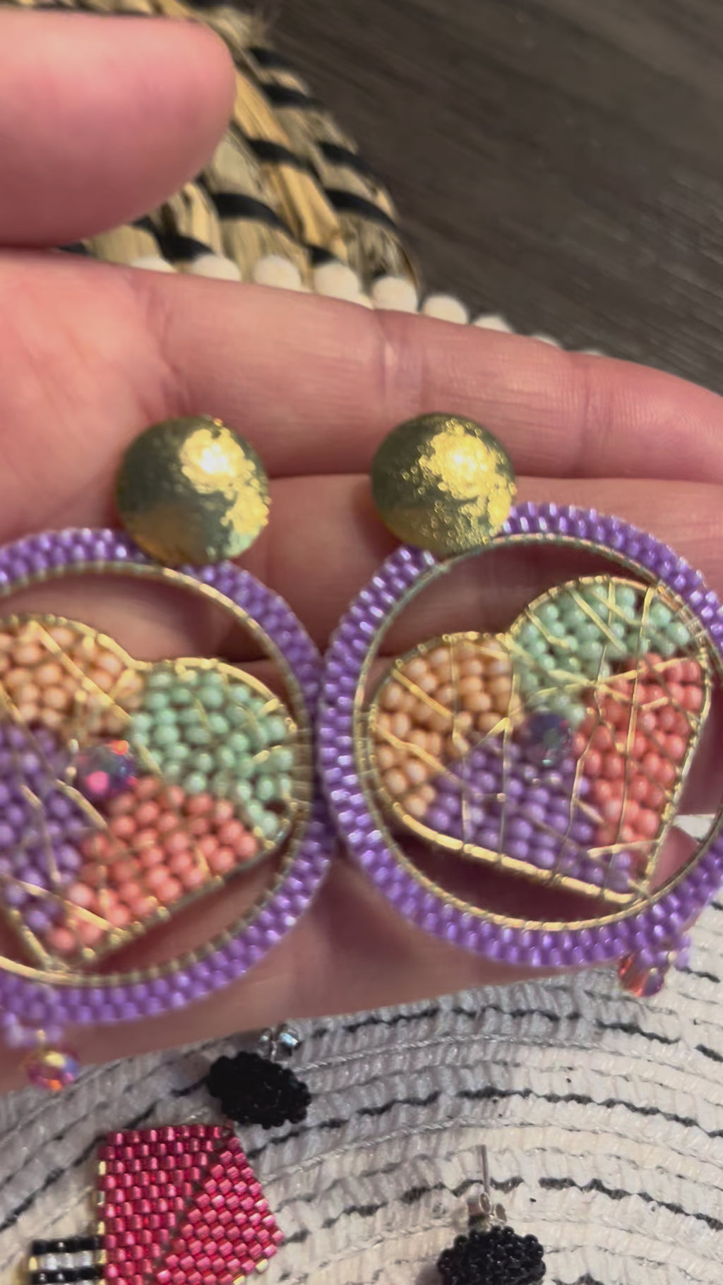 Aros corazón lavanda