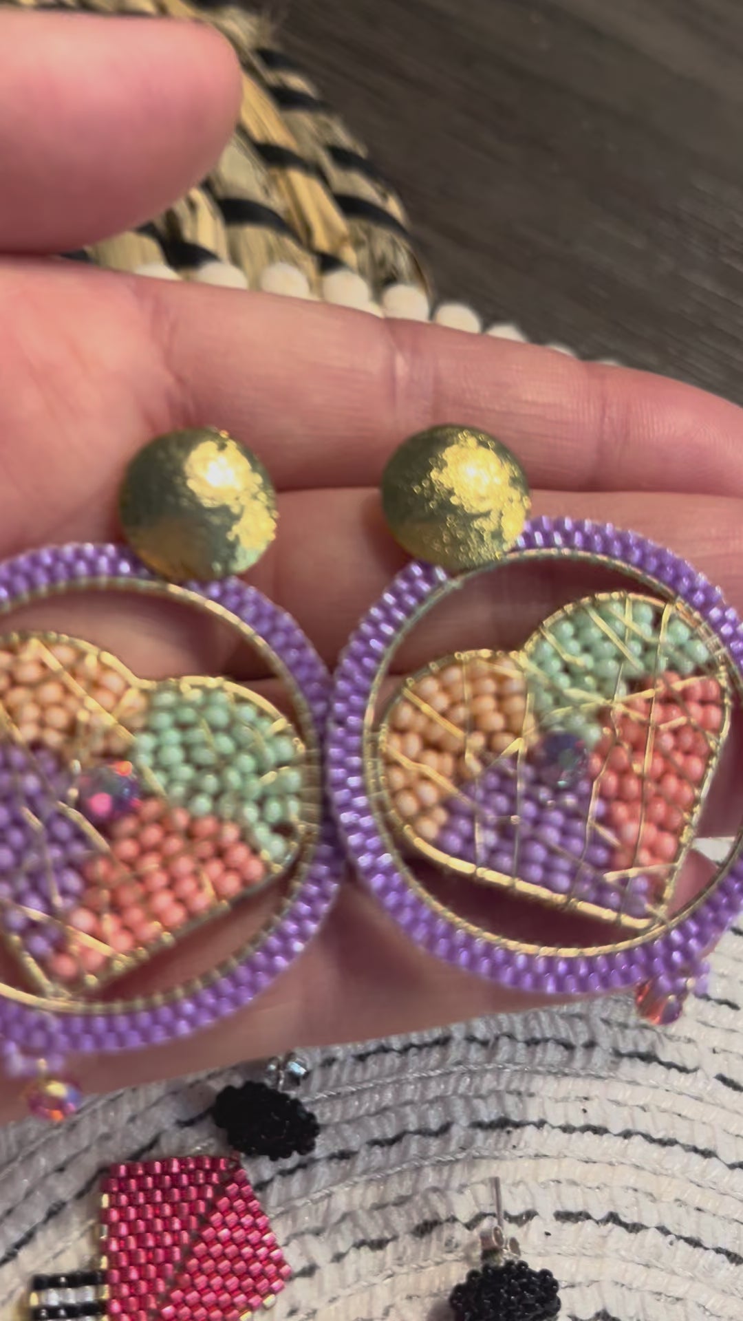 Aros corazón lavanda